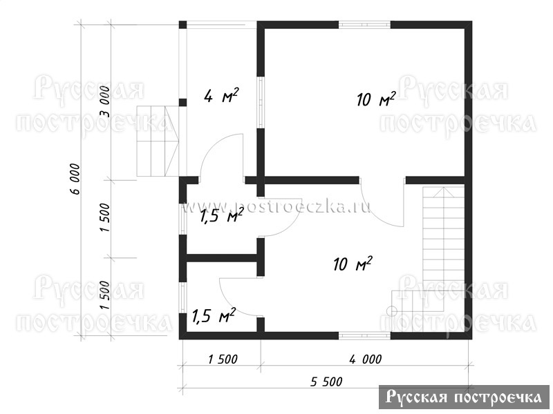 Дом из бруса 6х5,5 с мансардой, Проект 17.1, планировка, цены  - вид 2