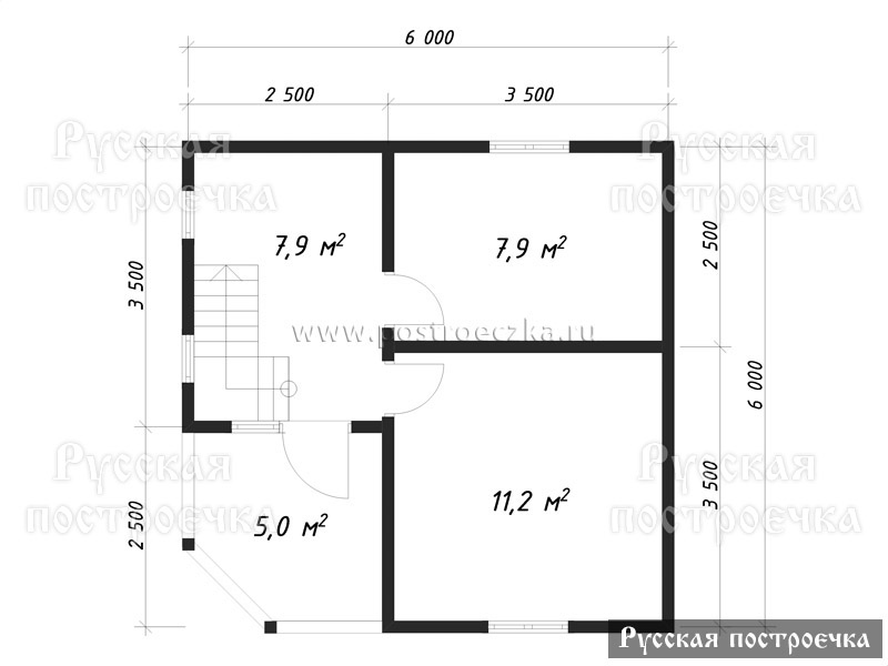 Двухэтажный дом из бруса 6,5 на 6,5 с крыльцом и балконом, Проект 23.1, комплектации, цены  - вид 3