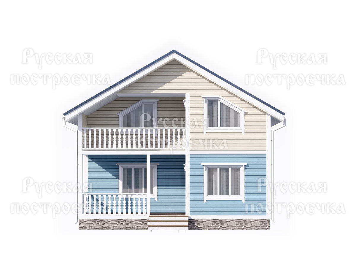 Дом из бруса 8х6 с балконом и террасой, Проект 47.2, комплектации, планировка, цены  - вид 5