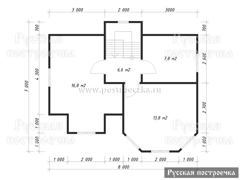 Дом из бруса 8х7 с мансардой, Проект 59.1, комплектации, планировка, цены  - вид 3