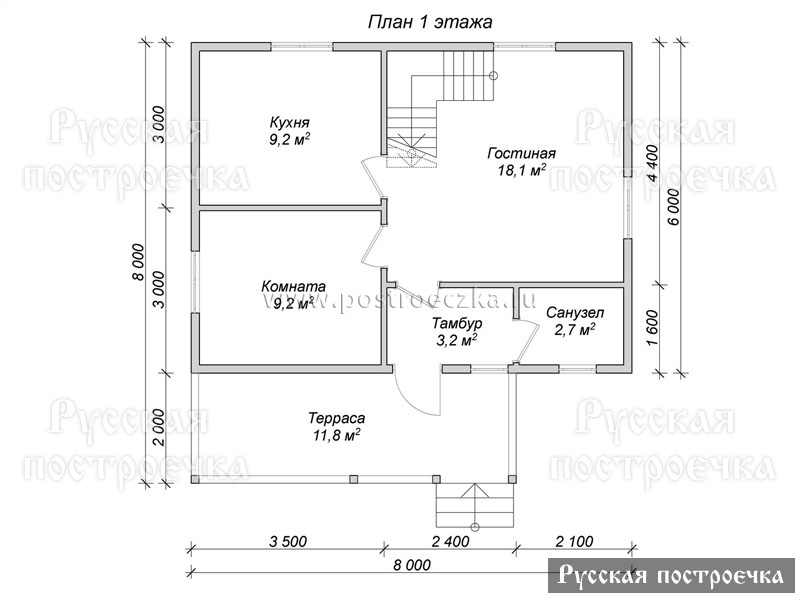 Дом из бруса 8х8 с мансардой, Проект 65.1, комплектации, планировка, цены  - вид 2