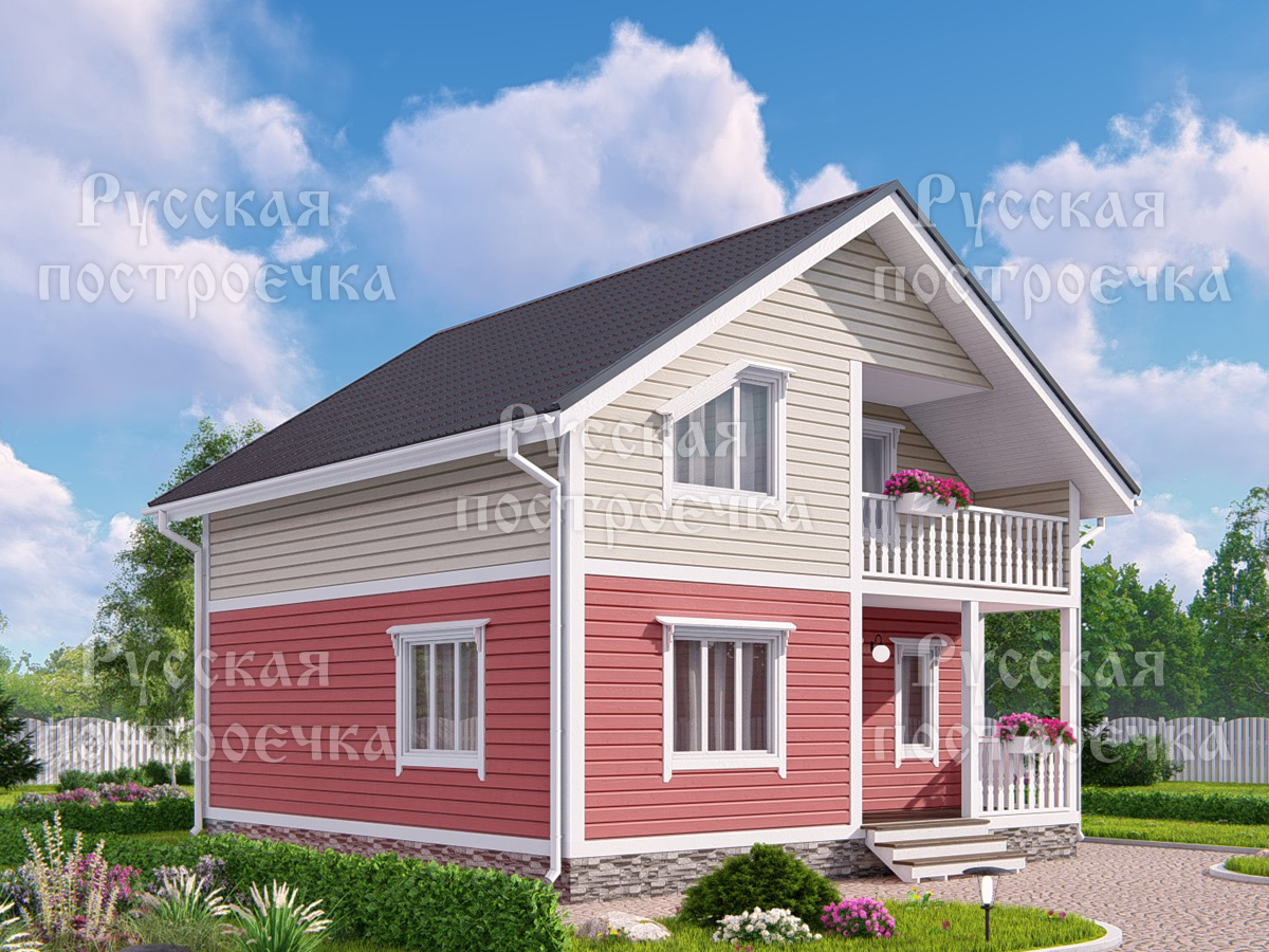 Дом из бруса 8х8 с балконом, террасой и котельной, проект 70.1, цены, комплектации, планировка  - вид 4