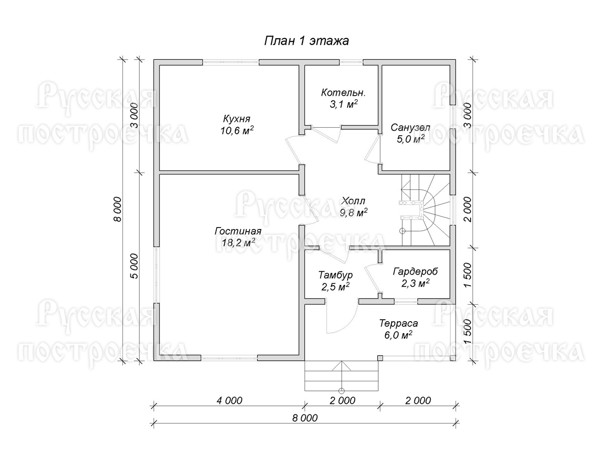 Дом из бруса 8х8 с балконом, террасой и котельной, проект 70.1, цены, комплектации, планировка  - вид 11