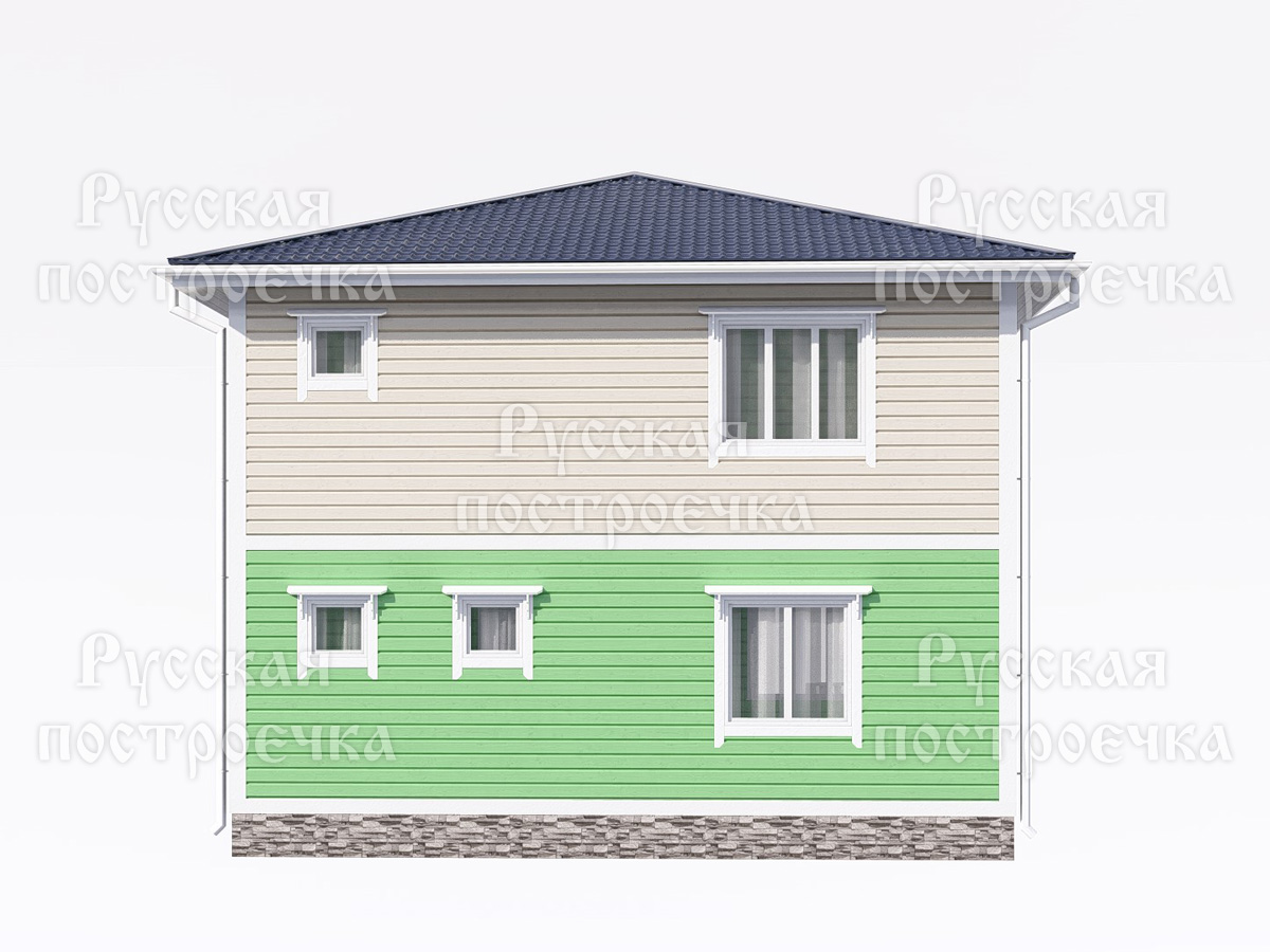 Двухэтажный дом из бруса 8х8 с террасой, балконом и котельной, проект 70.3, цены на строительство - вид 7