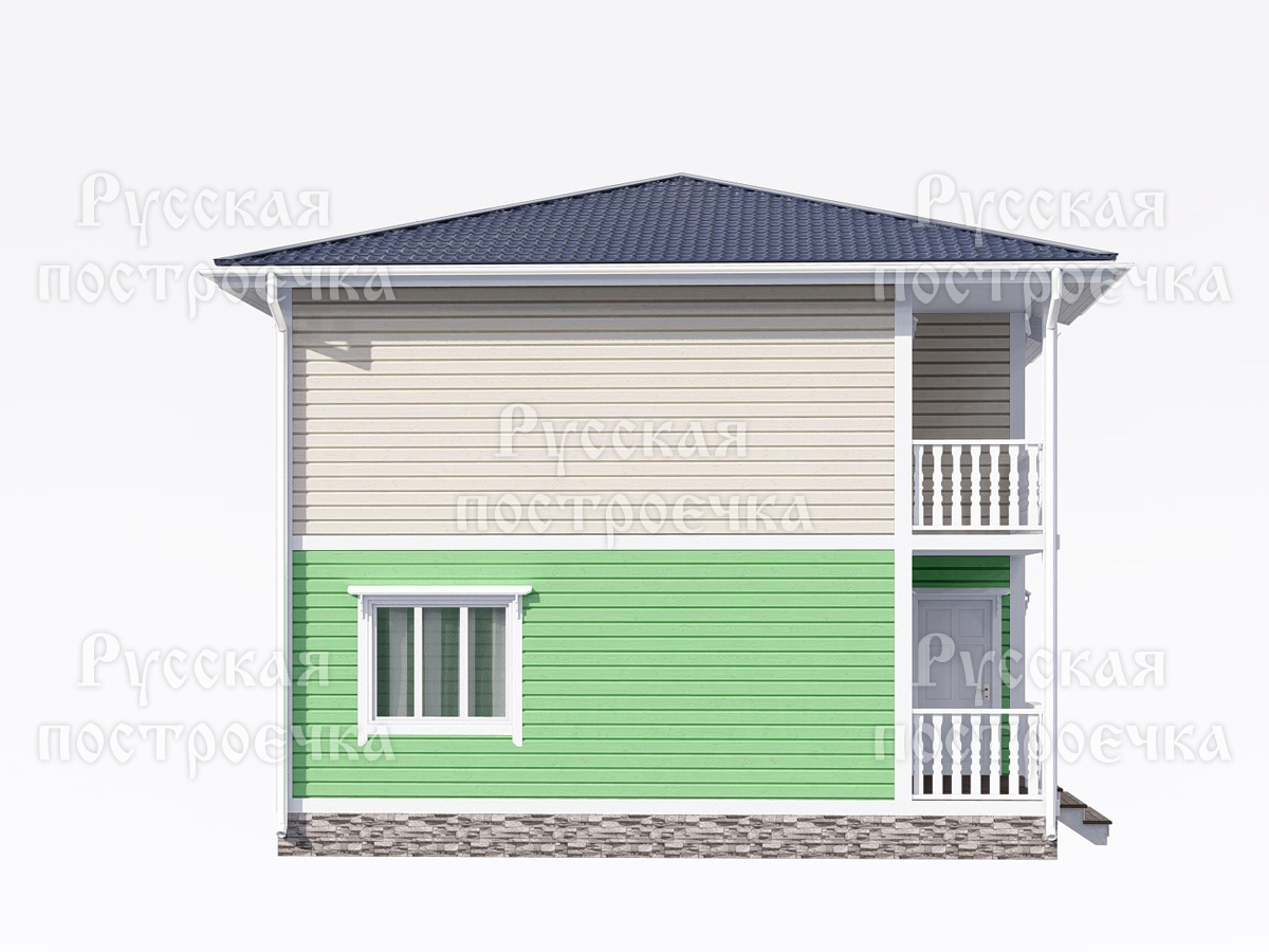 Двухэтажный дом из бруса 8х8 с террасой, балконом и котельной, проект 70.3, цены на строительство - вид 8