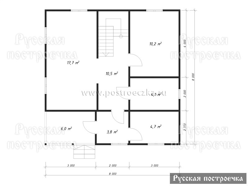 Дом из бруса 8х8 с мансардой, балконом, террасой и дормером, проект 71.1, цены, фото, комплектации - вид 2