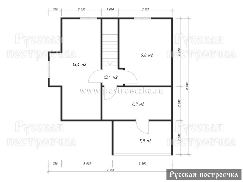 Дом из бруса 8х8 с мансардой, балконом, террасой и дормером, проект 71.1, цены, фото, комплектации - вид 3
