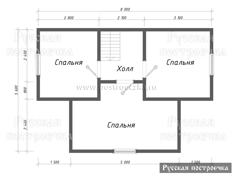 Дом из бруса 8х8 с мансардой, террасой и котельной, проект 71.2, цены на строительство  - вид 3