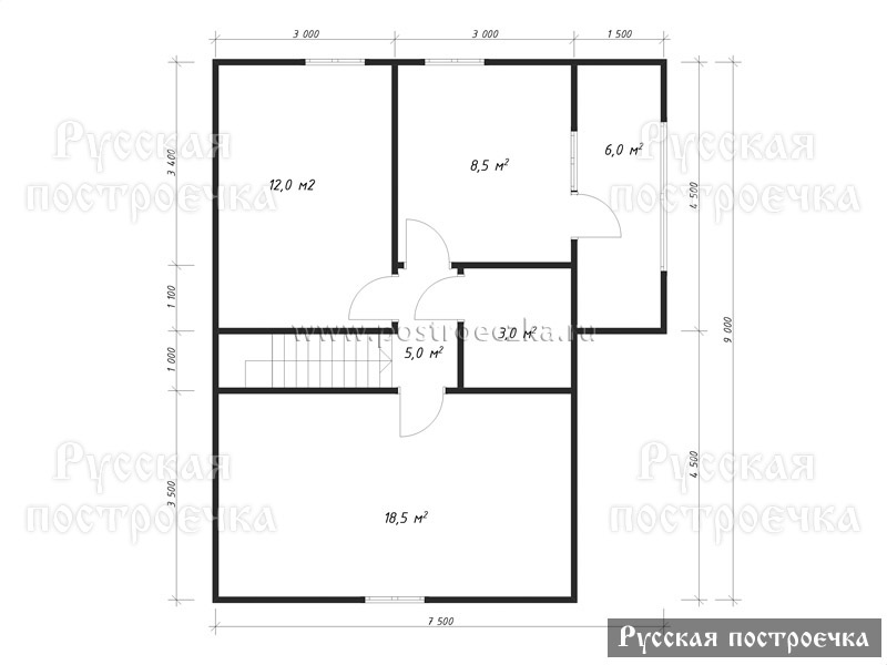 Дом из бруса 8х10,5 с террасой, проект 76.1, цены на строительство, комплектации - вид 3