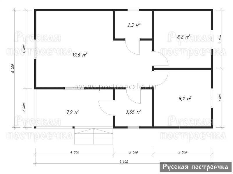 Дом из бруса 9х6 с террасой, Проект 77.1, цены на строительство, фото, комплектации - вид 2