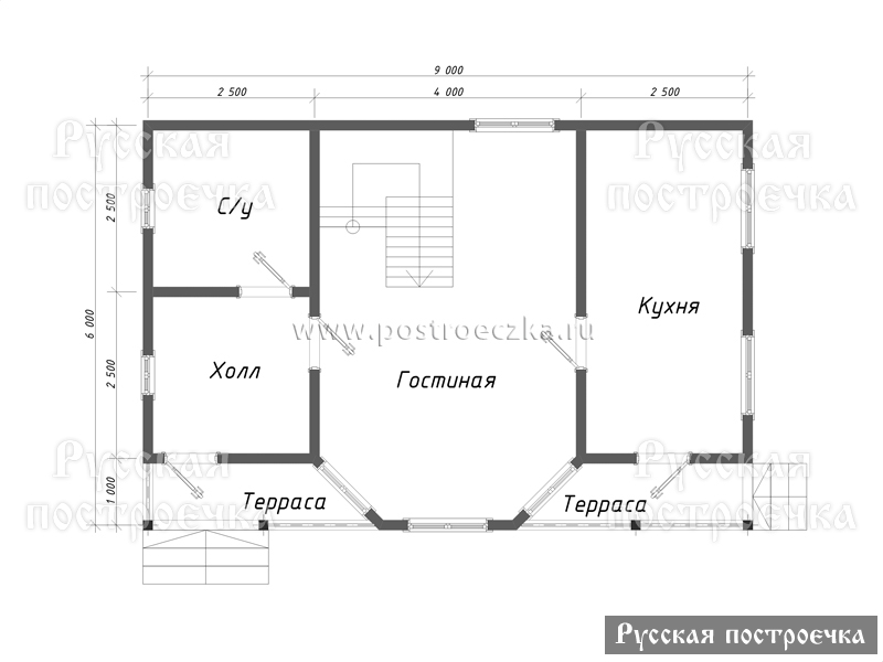 Дом из бруса 9х6 с мансардой, террасой и дормером, Проект 79.1, цены на строительство, фото, комплектации - вид 2