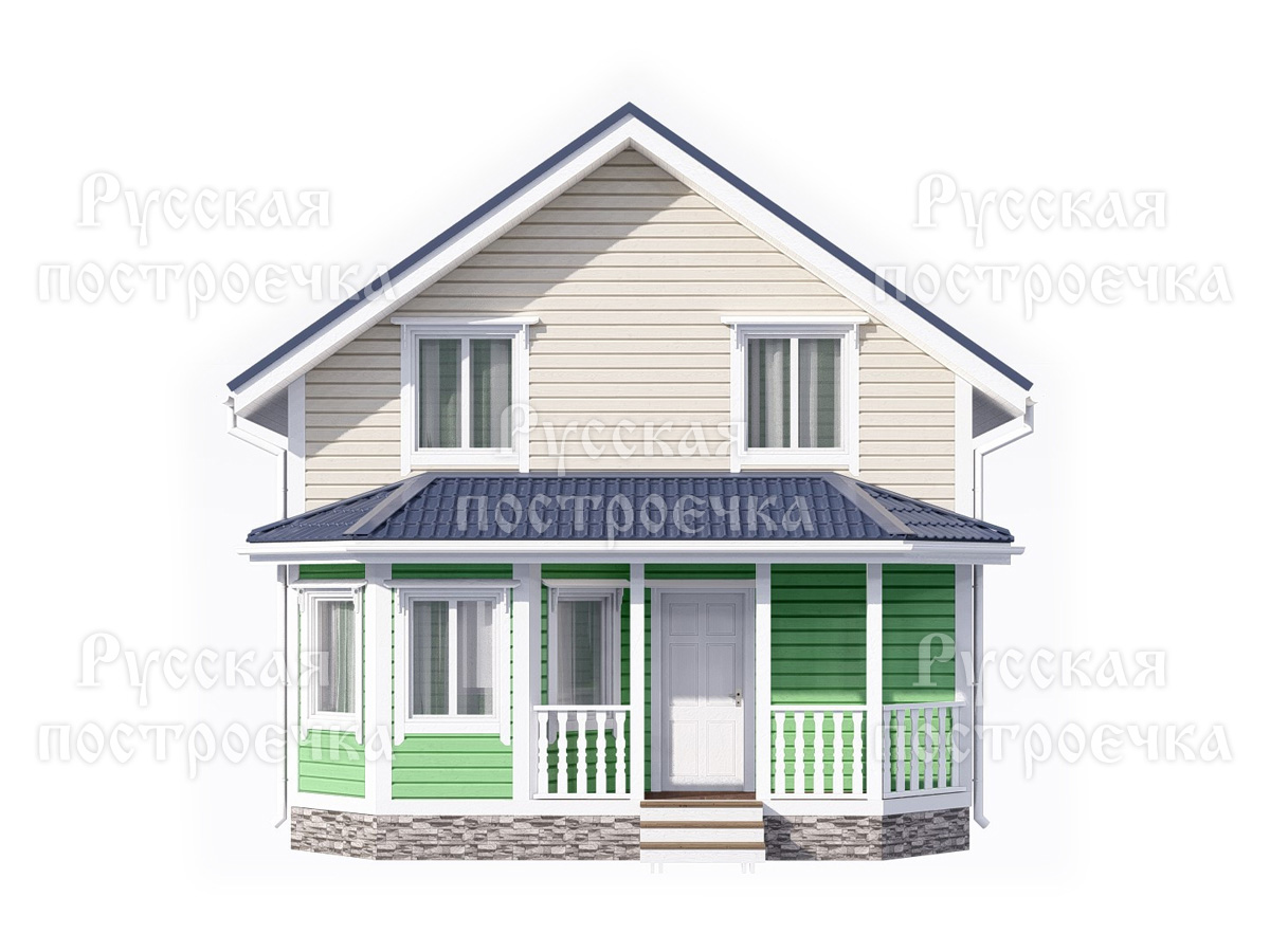 Каркасный дом 7х7 с террасой и эркером, Проект КД-29, цены на строительство, фото, комплектации - вид 5