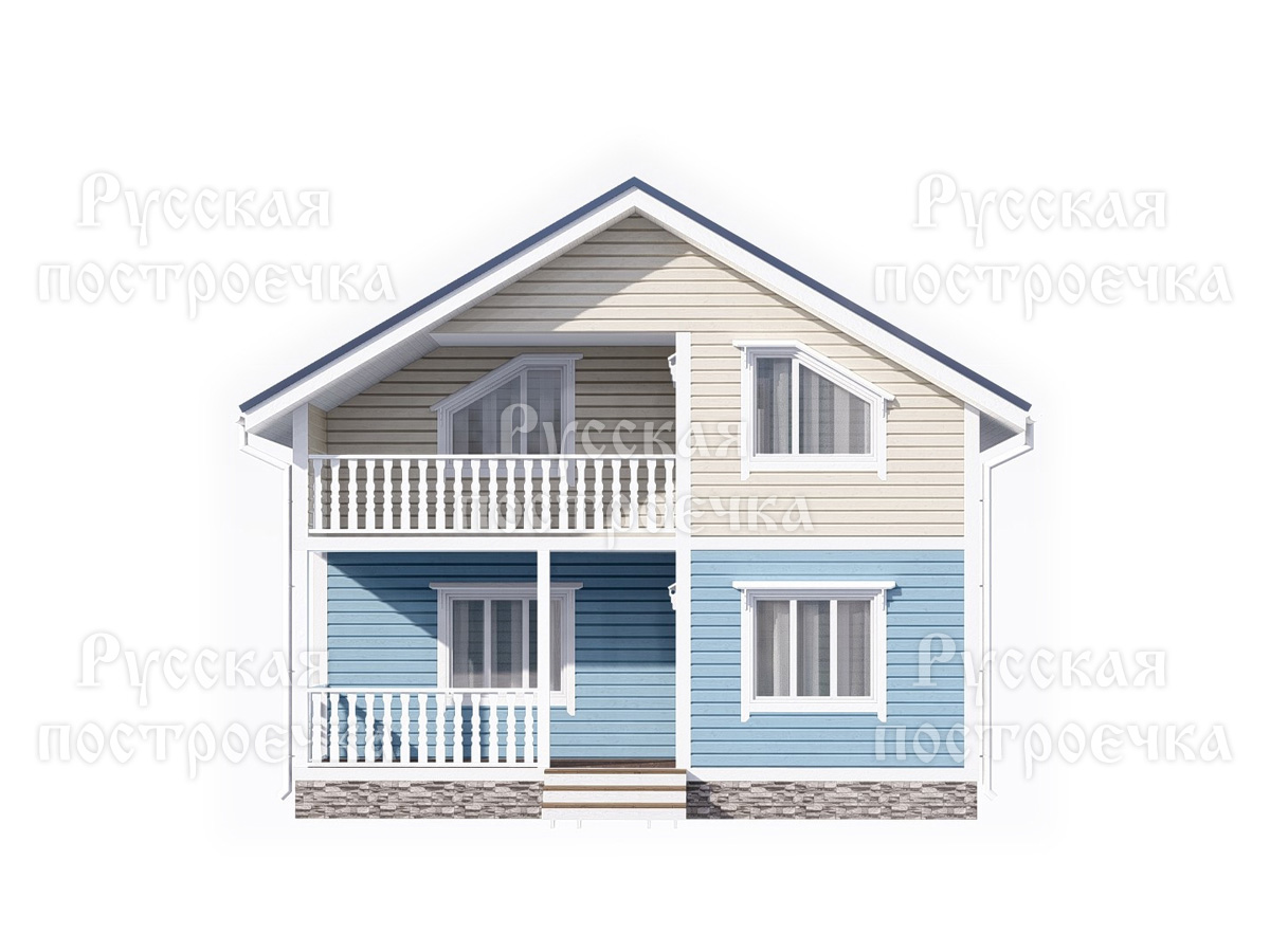 Полутораэтажный каркасный дом 8х6 с балконом и террасой, проект КД-42, комплектации, планировка, цены  - вид 5