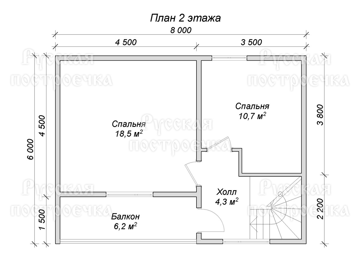 Полутораэтажный каркасный дом 8х6 с балконом и террасой, проект КД-42, комплектации, планировка, цены  - вид 12