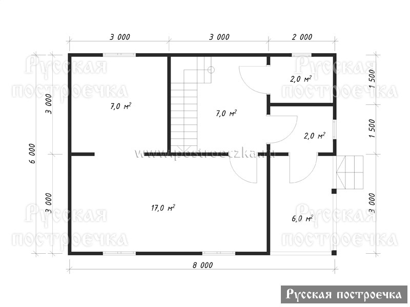 Каркасный дом 8х6 с мансардой и дормером, проект КД-43, планировка, комплектации, цены на строительство - вид 2