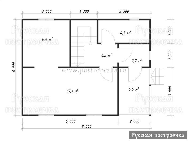 Каркасный дом 8х6 с дормером, проект КД-44, комплектации, фото, цены на строительство - вид 2