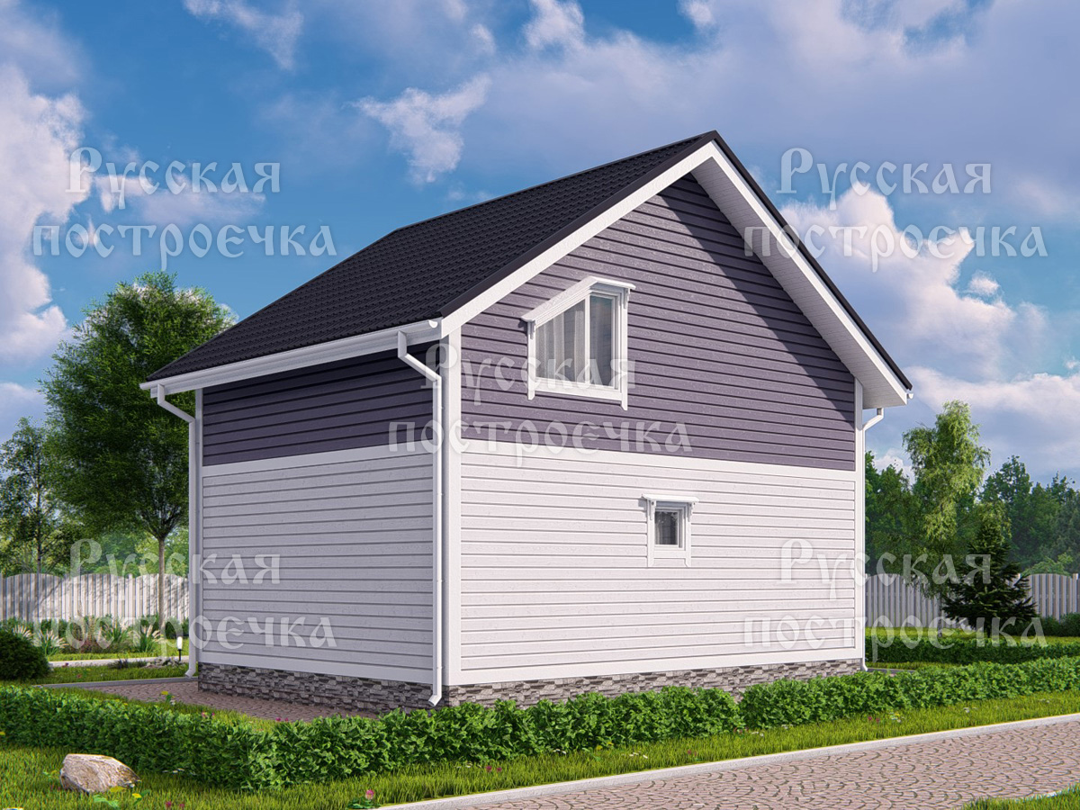 Каркасный дом 8х6 с террасой и балконом, проект КД-45, комплектации, фото, цены на строительство - вид 3