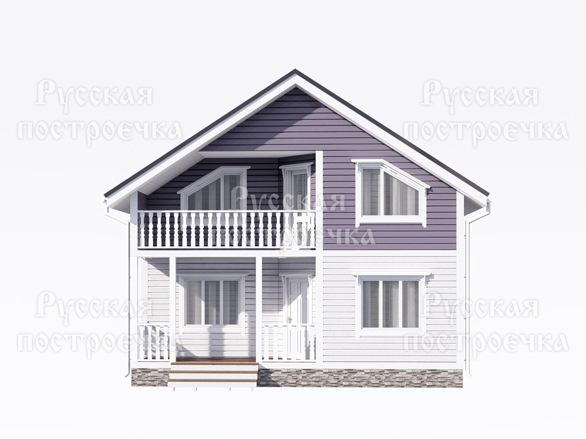 Каркасный дом 8х6 с террасой и балконом, проект КД-45, комплектации, фото, цены на строительство - вид 5