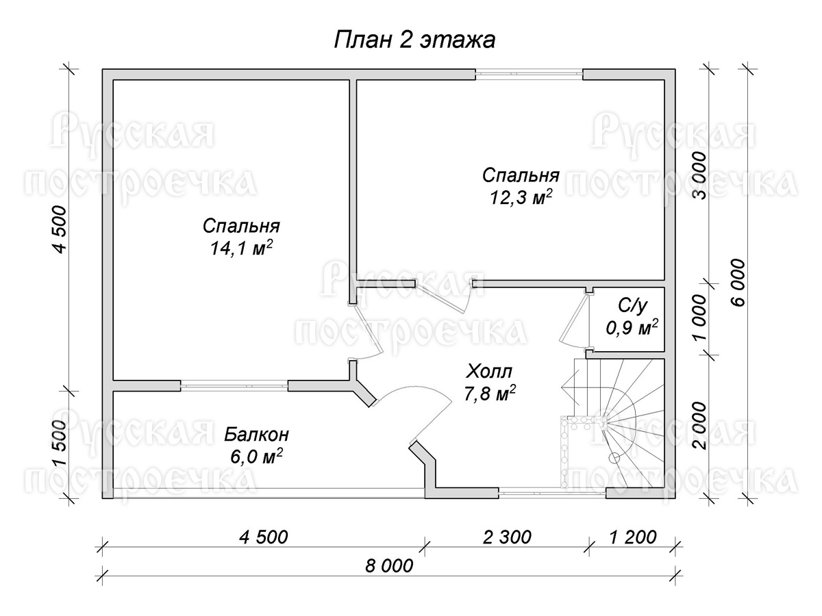 Каркасный дом 8х6 с террасой и балконом, проект КД-45, комплектации, фото, цены на строительство - вид 12
