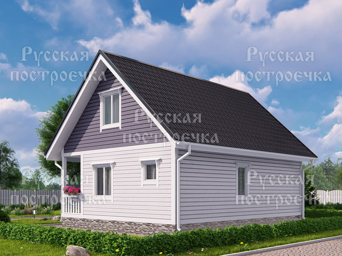 Каркасный дом 9х7 с мансардой, проект КД-89, планировка, комплектации, цены  - вид 2