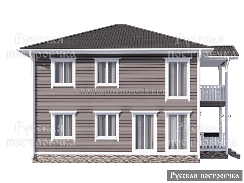Двухэтажный каркасный дом 11х10 с балконом, Проект КД-125 - цены, строительство в Москве и Санкт-Петербурге - вид 7