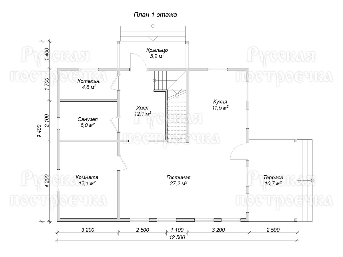 Каркасный дом 12,5х9,4 с террасой, котельной и кукушкой, Проект КД-149 - цены, строительство в МСК и СПБ - вид 11
