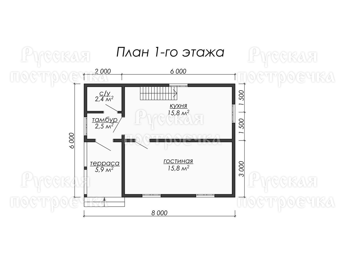 Садовый домик 8х6, Проект 54 от компании Русская Построечка - вид 3