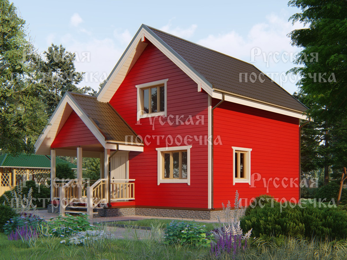 Каркасный дом 8,5х8 с террасой, Проект КД-112, цены на строительство, комплектации - вид 2