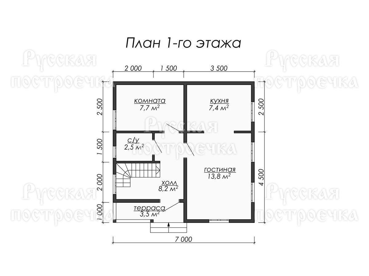 Каркасный дом 7х7 с мансардой, Проект КД-16, планировка, цены на строительство - вид 3