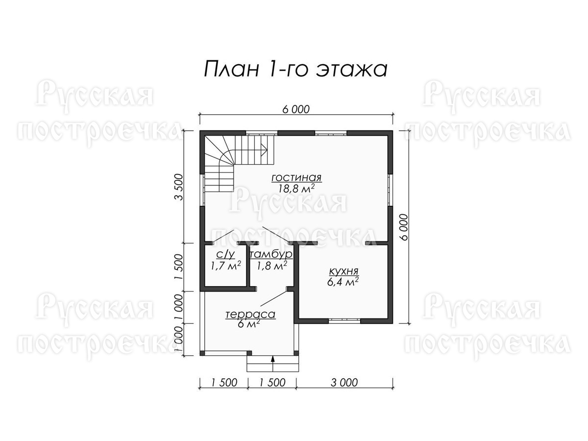 Каркасный дом 6х6 с балконом, Проект КД-03, планировка, цены на строительство под ключ - вид 3