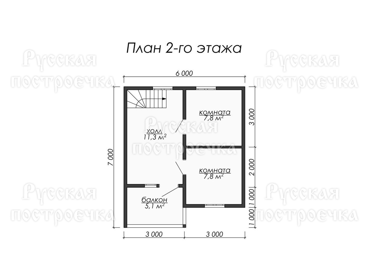 Каркасный дом 6х6 с балконом, Проект КД-03, планировка, цены на строительство под ключ - вид 4