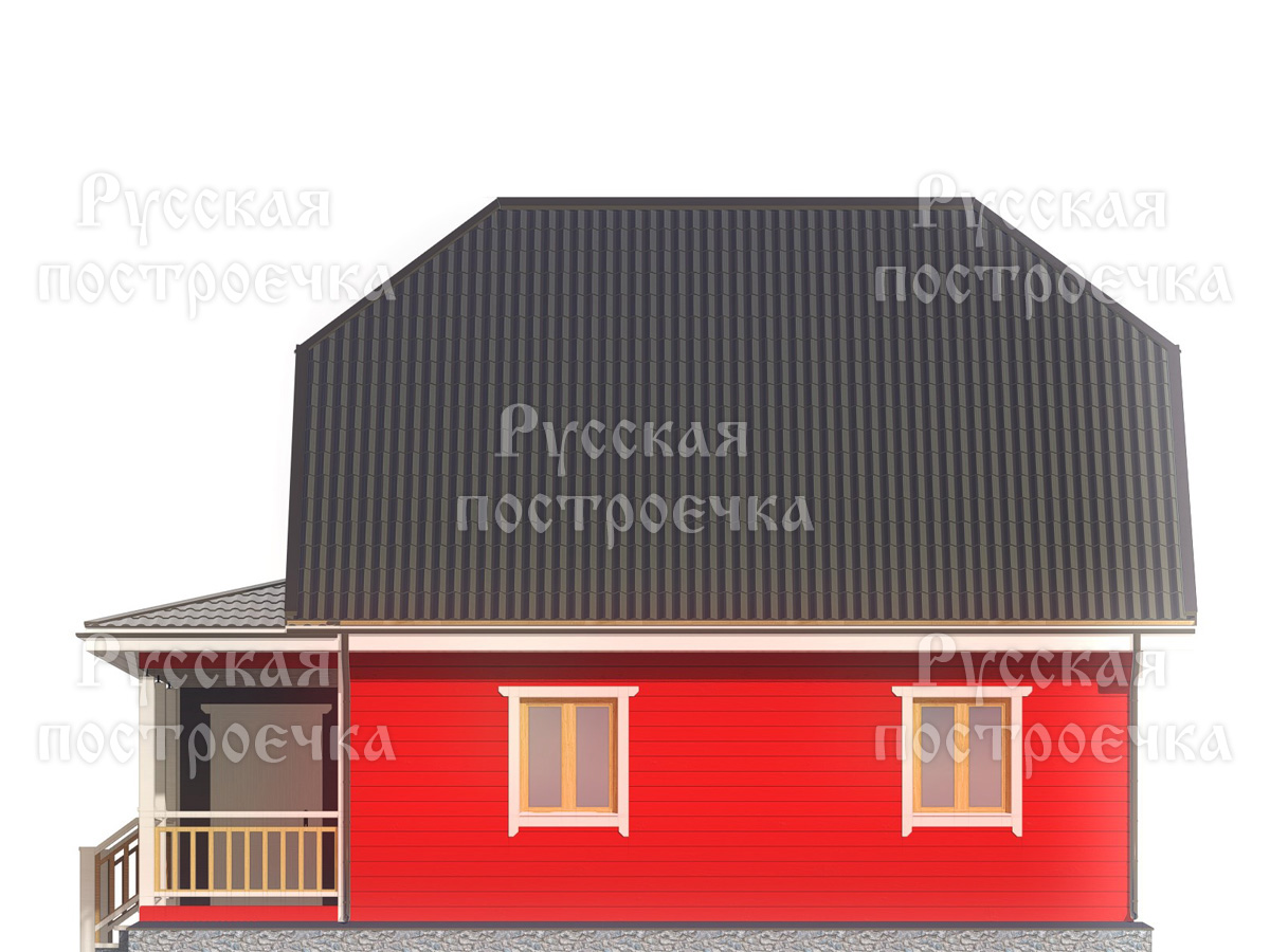 Каркасный дом 10х8 с мансардой, террасой и котельной, Проект КД-136 - цены, строительство под ключ  - вид 6