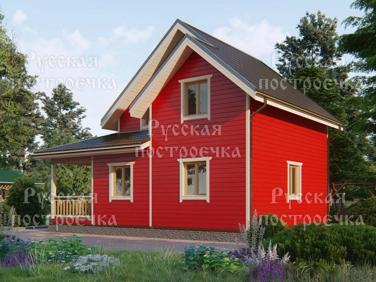 Каркасный дом 9,5х7 с террасой, Проект КД-130 - цены, строительство в Москве и Санкт-Петербурге  - вид 2