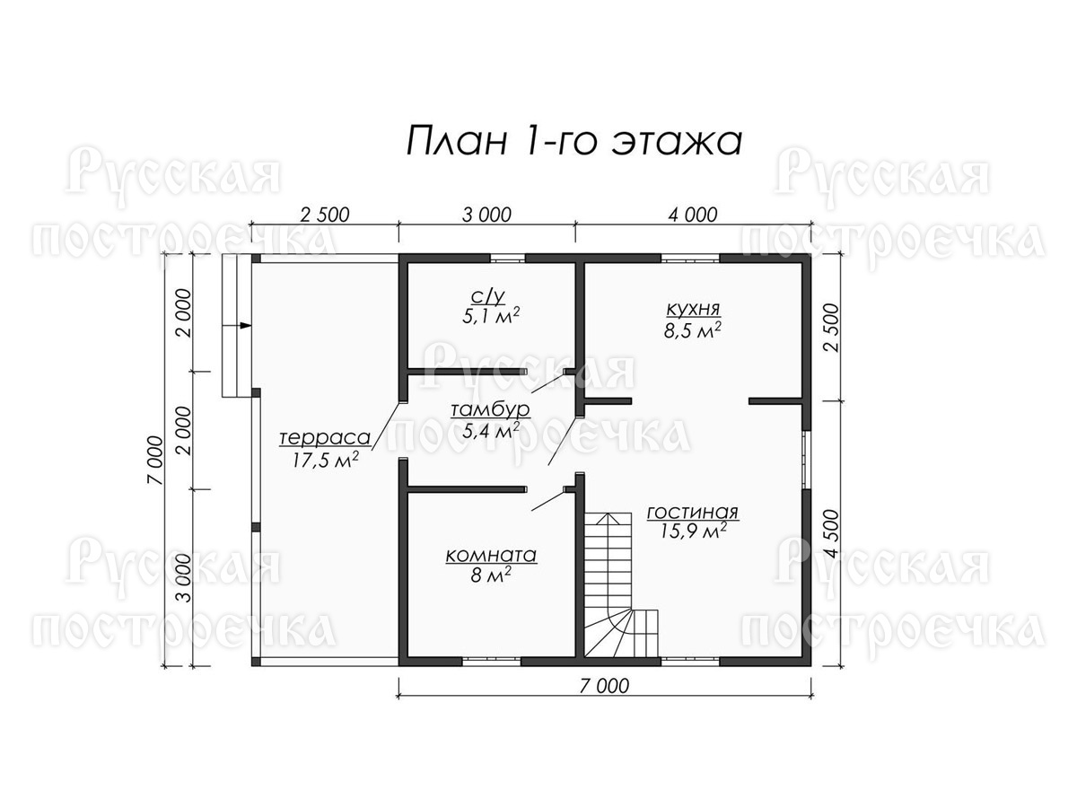 Каркасный дом 9,5х7 с террасой, Проект КД-130 - цены, строительство в Москве и Санкт-Петербурге  - вид 3