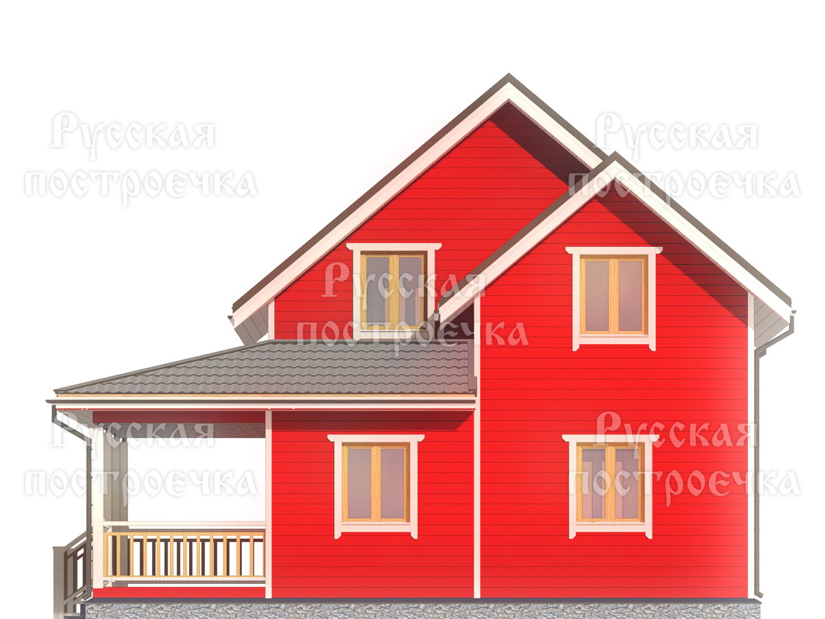 Каркасный дом 9,5х7 с террасой, Проект КД-130 - цены, строительство в Москве и Санкт-Петербурге  - вид 5