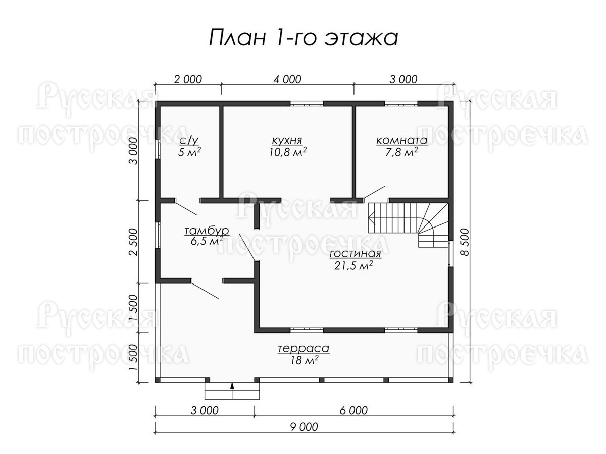 Каркасный дом 9х8,5 с мансардой, балконом и террасой, Проект КД-120 - цены, строительство в Москве и Санкт-Петербурге - вид 3