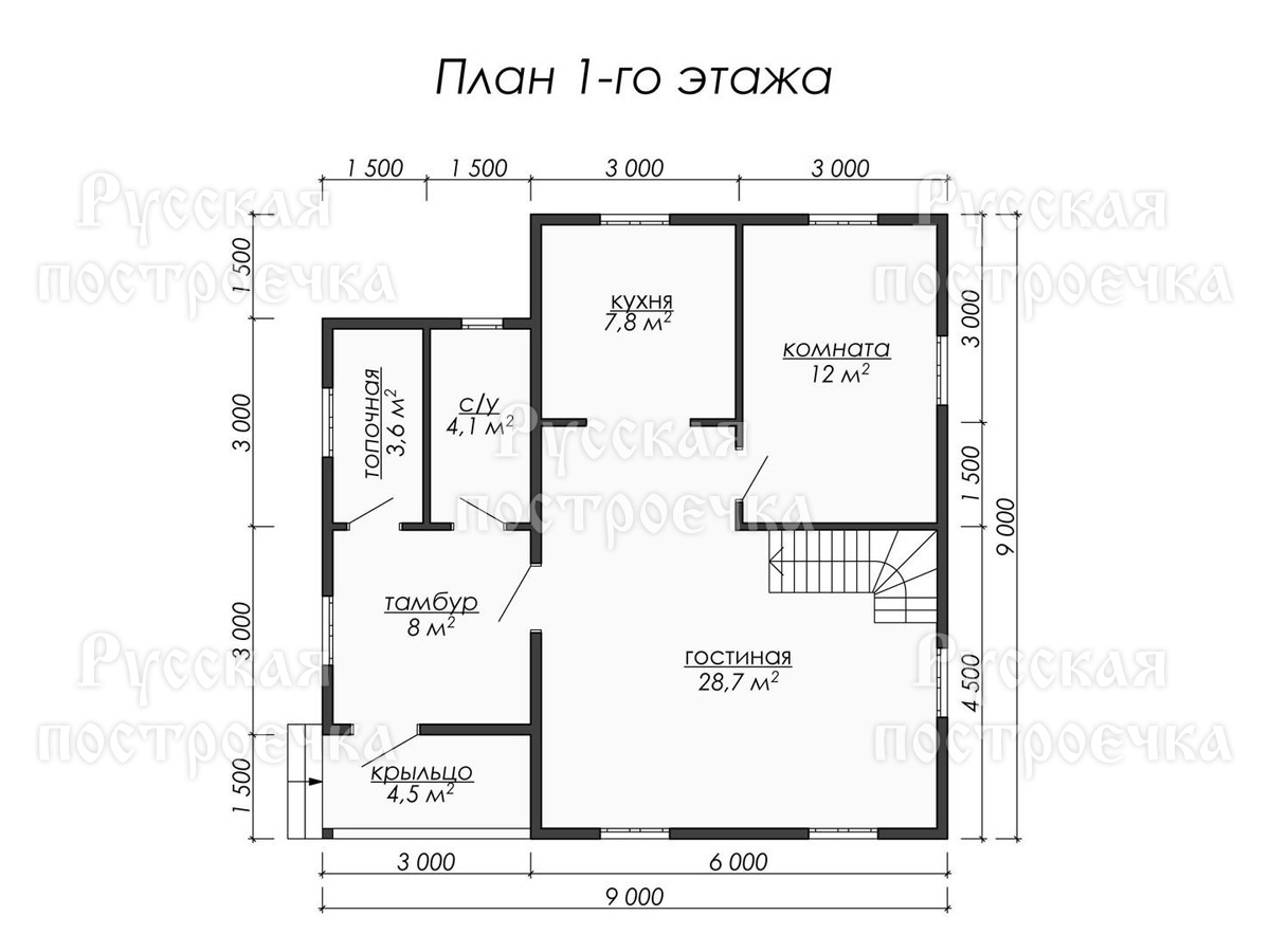 Каркасный дом 9х9 с мансардой и котельной, Проект КД-122 - цены, строительство в Москве и Санкт-Петербурге - вид 3