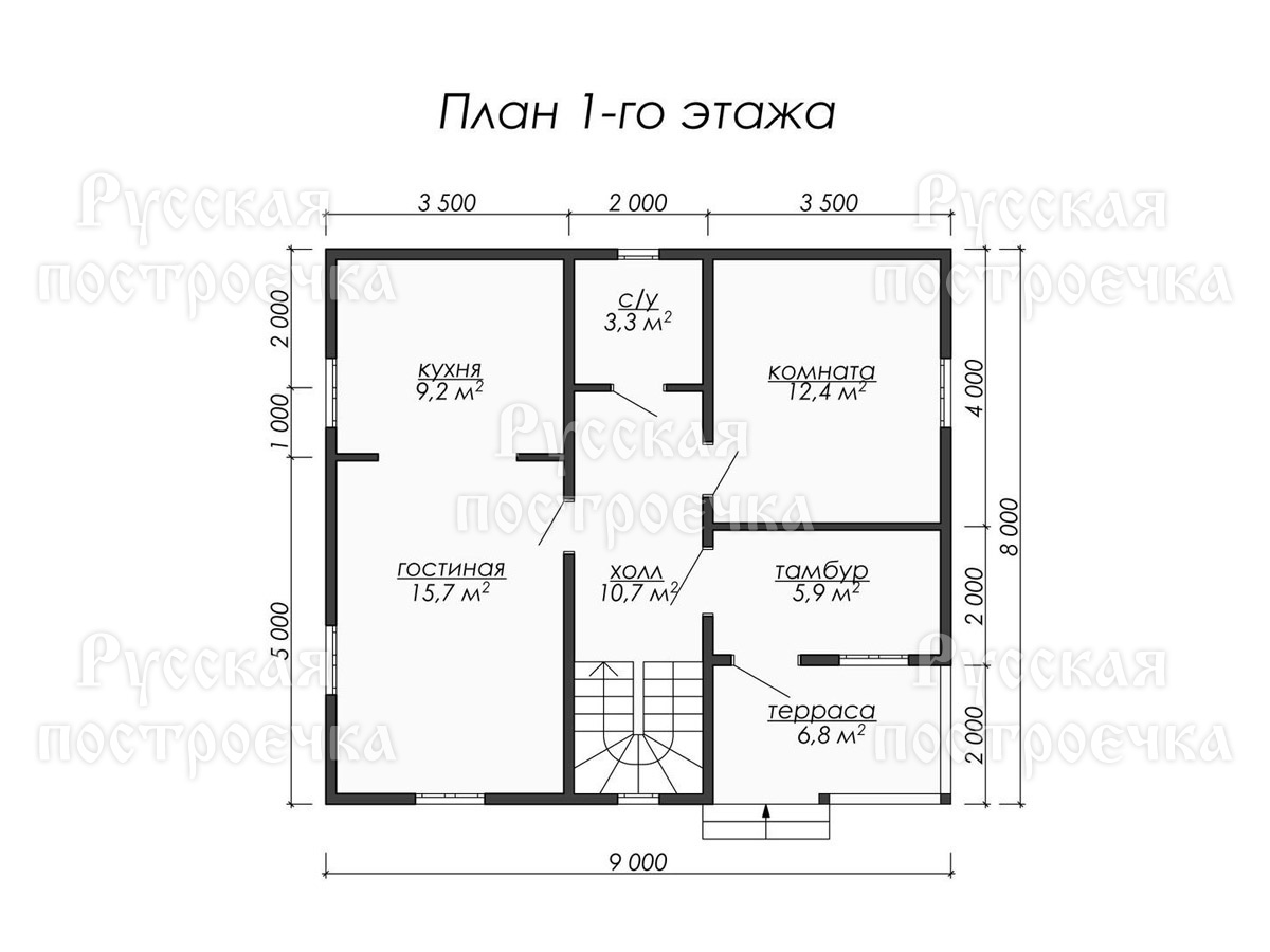 Каркасный дом 9х8 с террасой, Проект КД-116 - цены, строительство под ключ в МСК и СПБ - вид 3