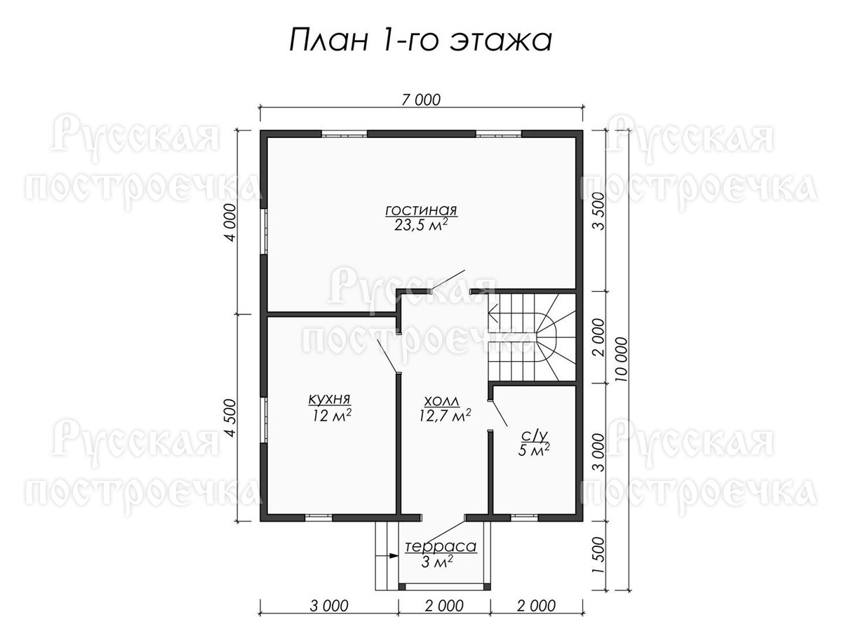 Каркасный дом 8.5х7 с мансардой, Проект КД-78, фото, цены на строительство, планировка  - вид 3
