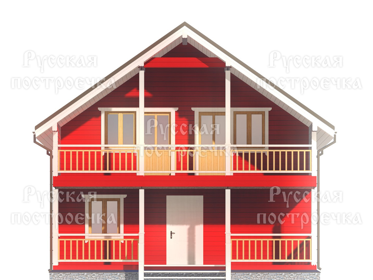 Каркасный дом 8х8 с террасой и балконом, проект КД-69, цены на строительство, фото, комплектации - вид 5