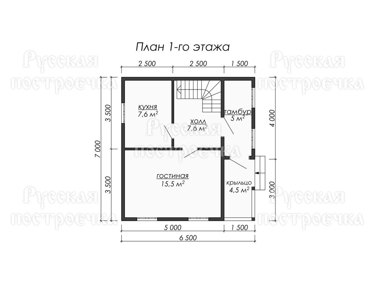 Каркасный дом 7х6,5 с мансардой, Проект КД-15, планировка, цены на строительство - вид 3