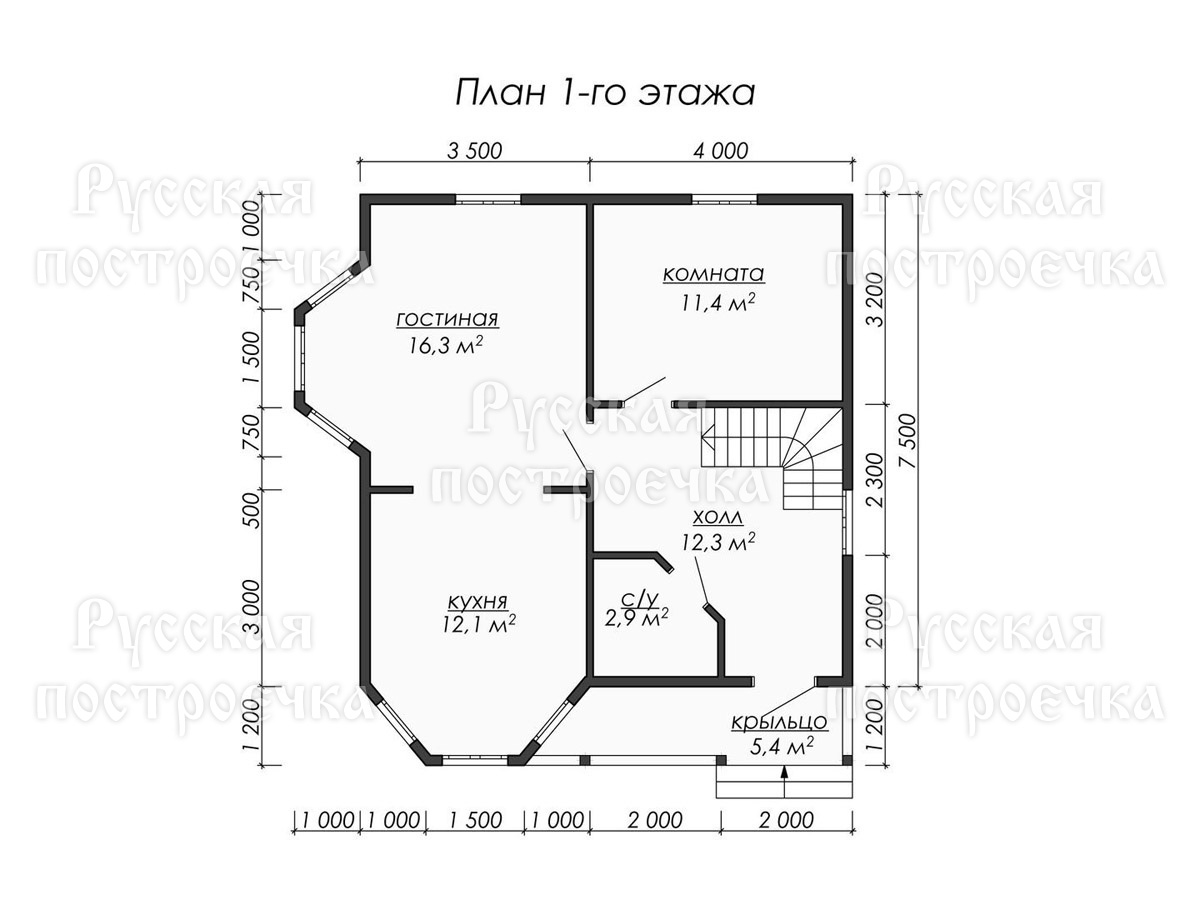 Полутораэтажный каркасный дом 7.5х7.5, проект КД-74, цены, планировки, комплектации - вид 3