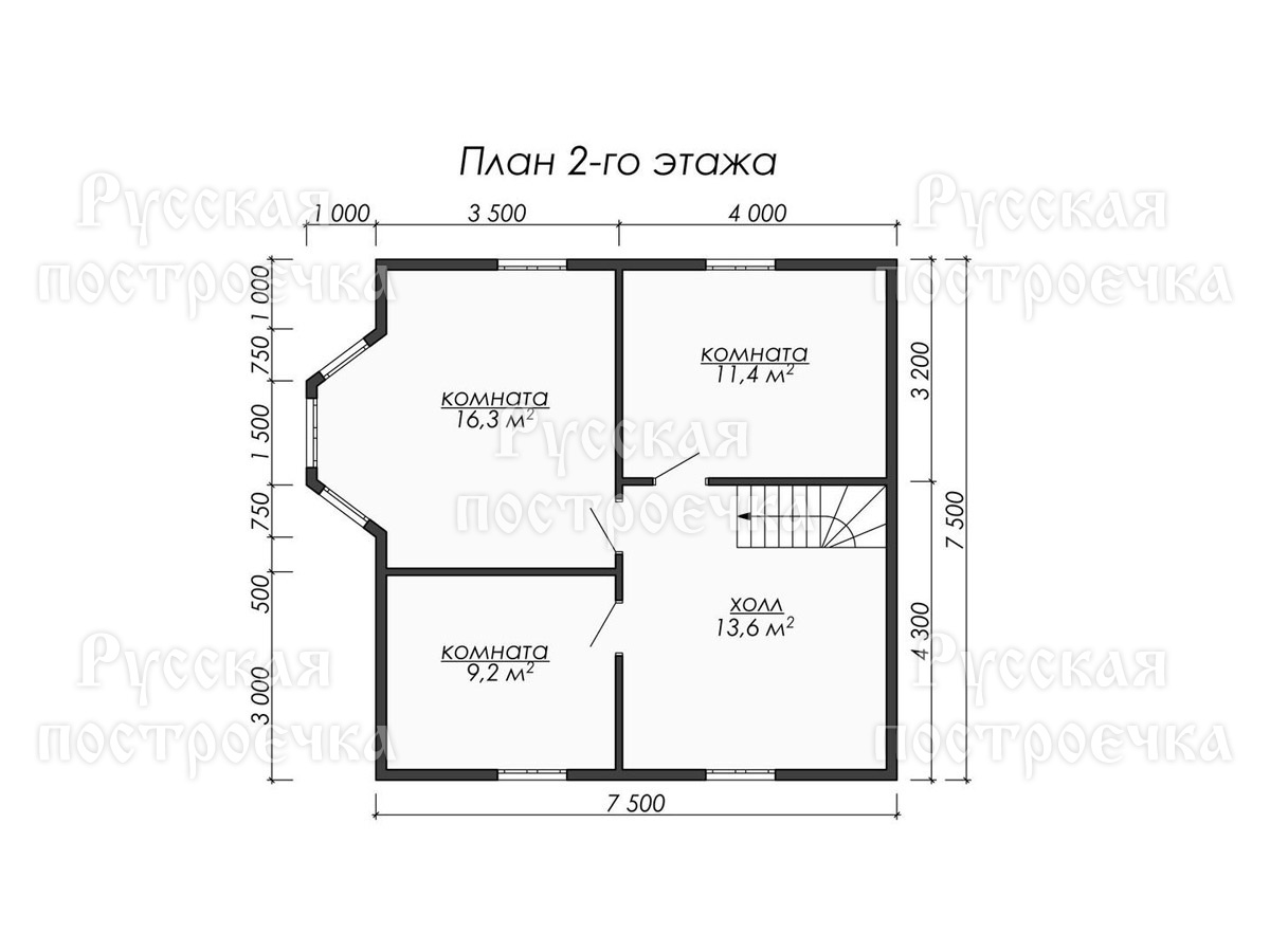 Полутораэтажный каркасный дом 7.5х7.5, проект КД-74, цены, планировки, комплектации - вид 4