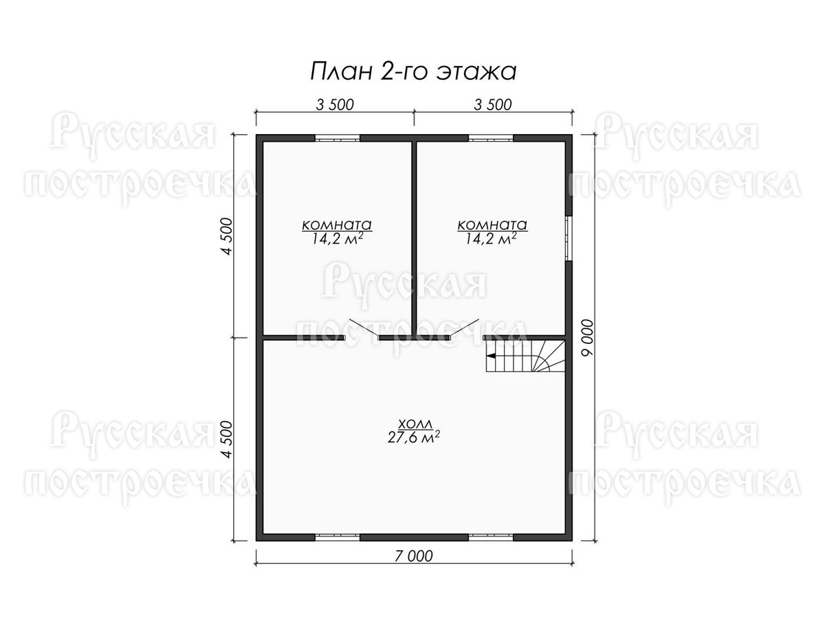 Двухэтажный каркасный дом 9х7, Проект КД-93, цены на строительство, фото, комплектации - вид 4