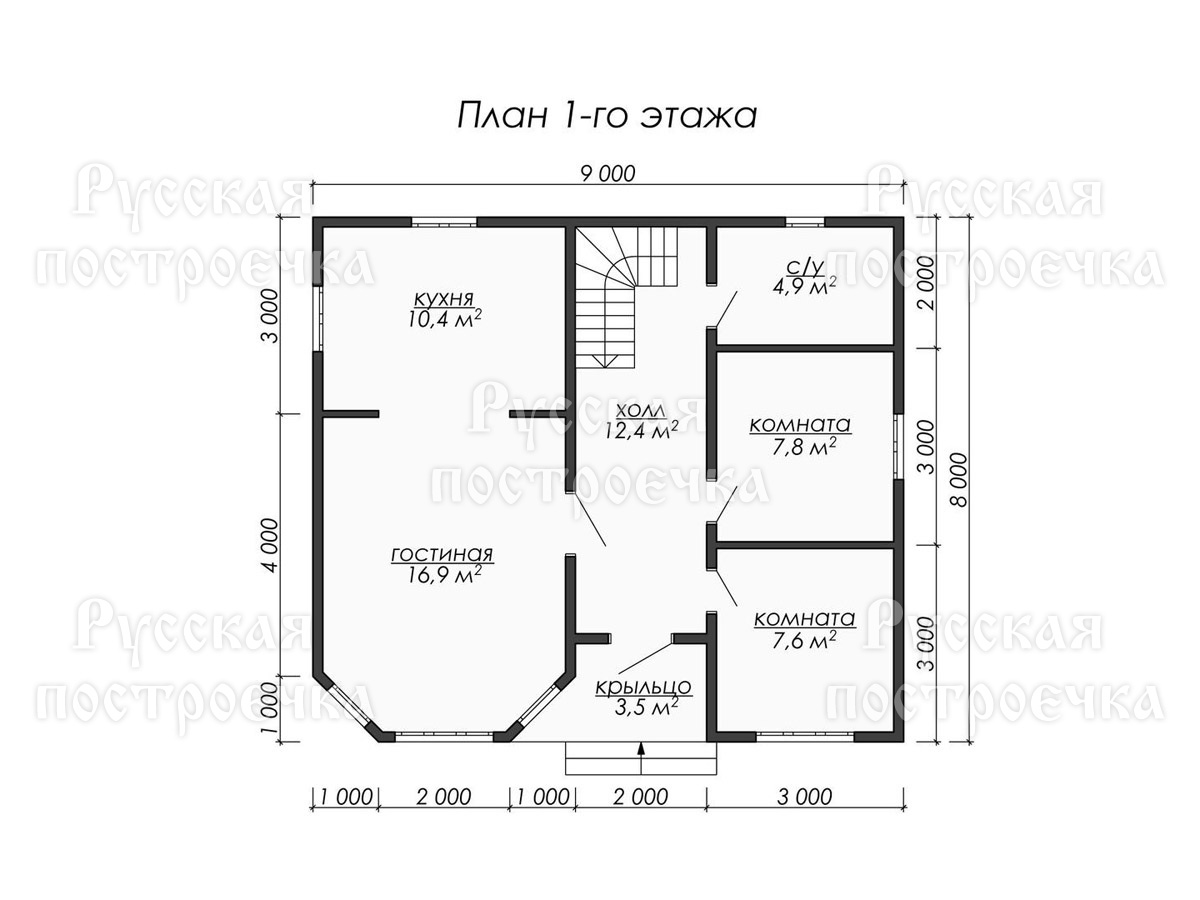 Каркасный дом 9х8 с мансардой и эркером, Проект КД-108 - цены, строительство в Москве и Санкт-Петербурге - вид 3