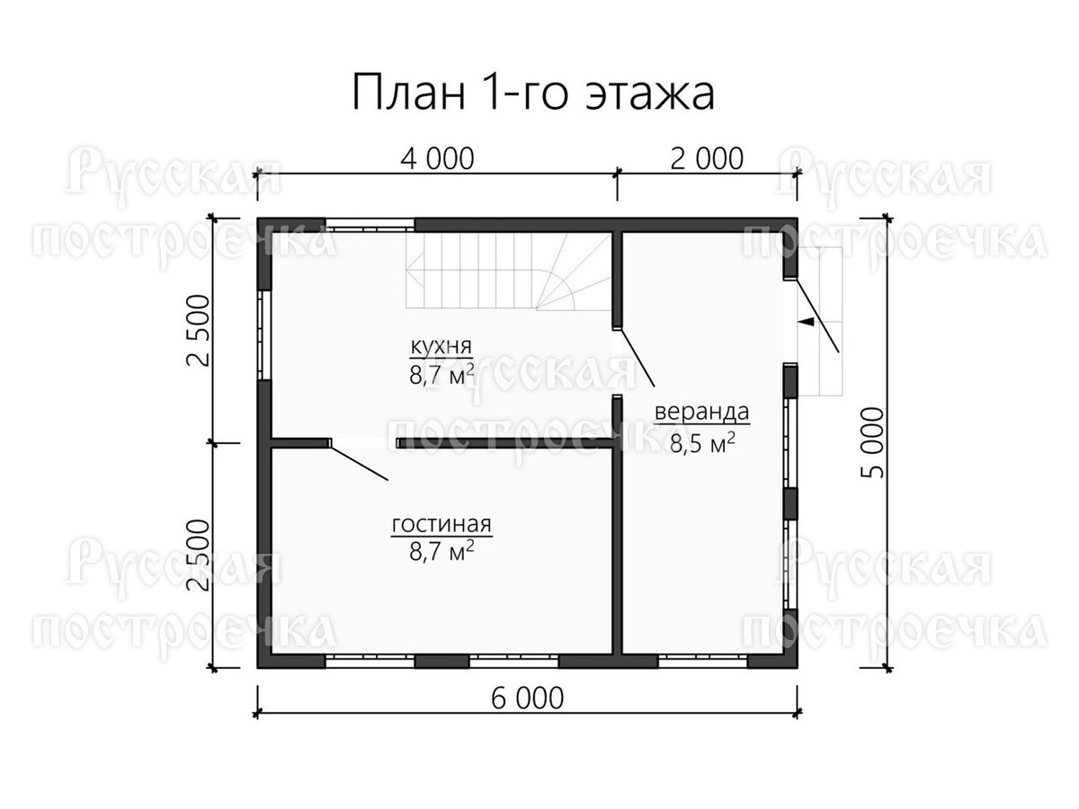 Садовый домик 6х5, Проект 12 от компании Русская Построечка - вид 3