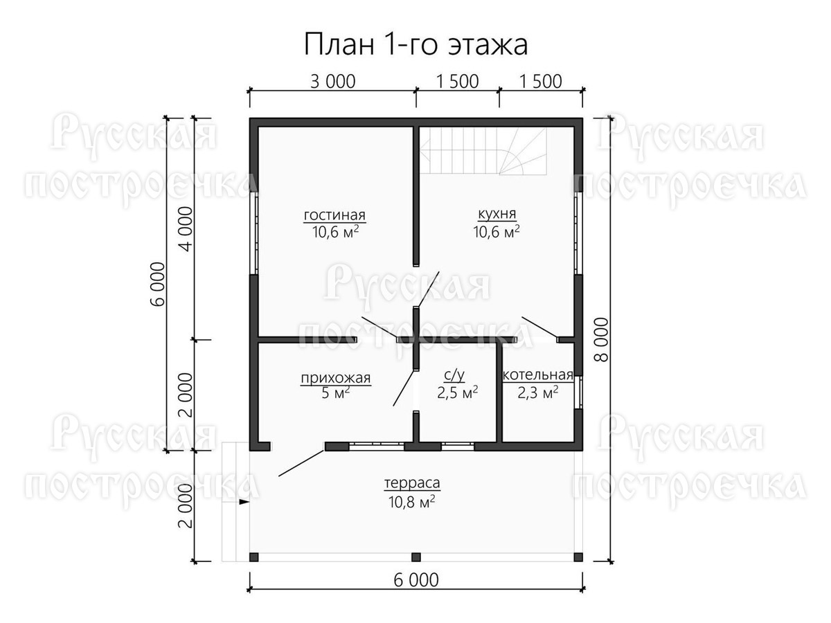 Садовый домик 8х6, Проект 63 от компании Русская Построечка - вид 3