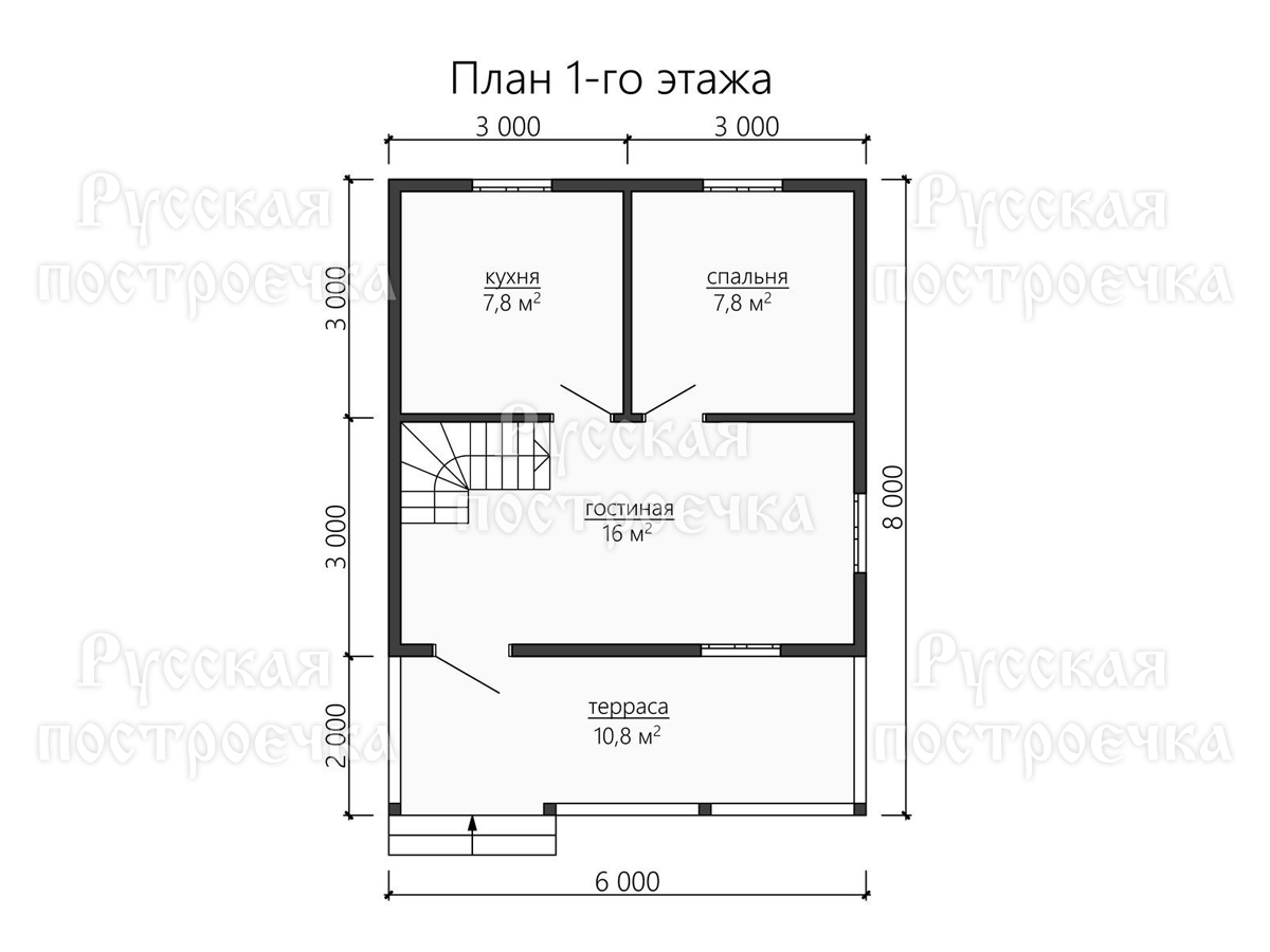 Садовый домик 8х6, Проект 49 от компании Русская Построечка - вид 3