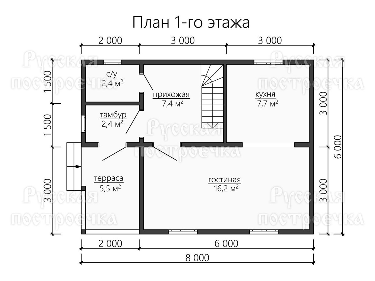 Каркасный дом 8х6 с мансардой и дормером, проект КД-39, фото, комплектации, цены на строительство - вид 3