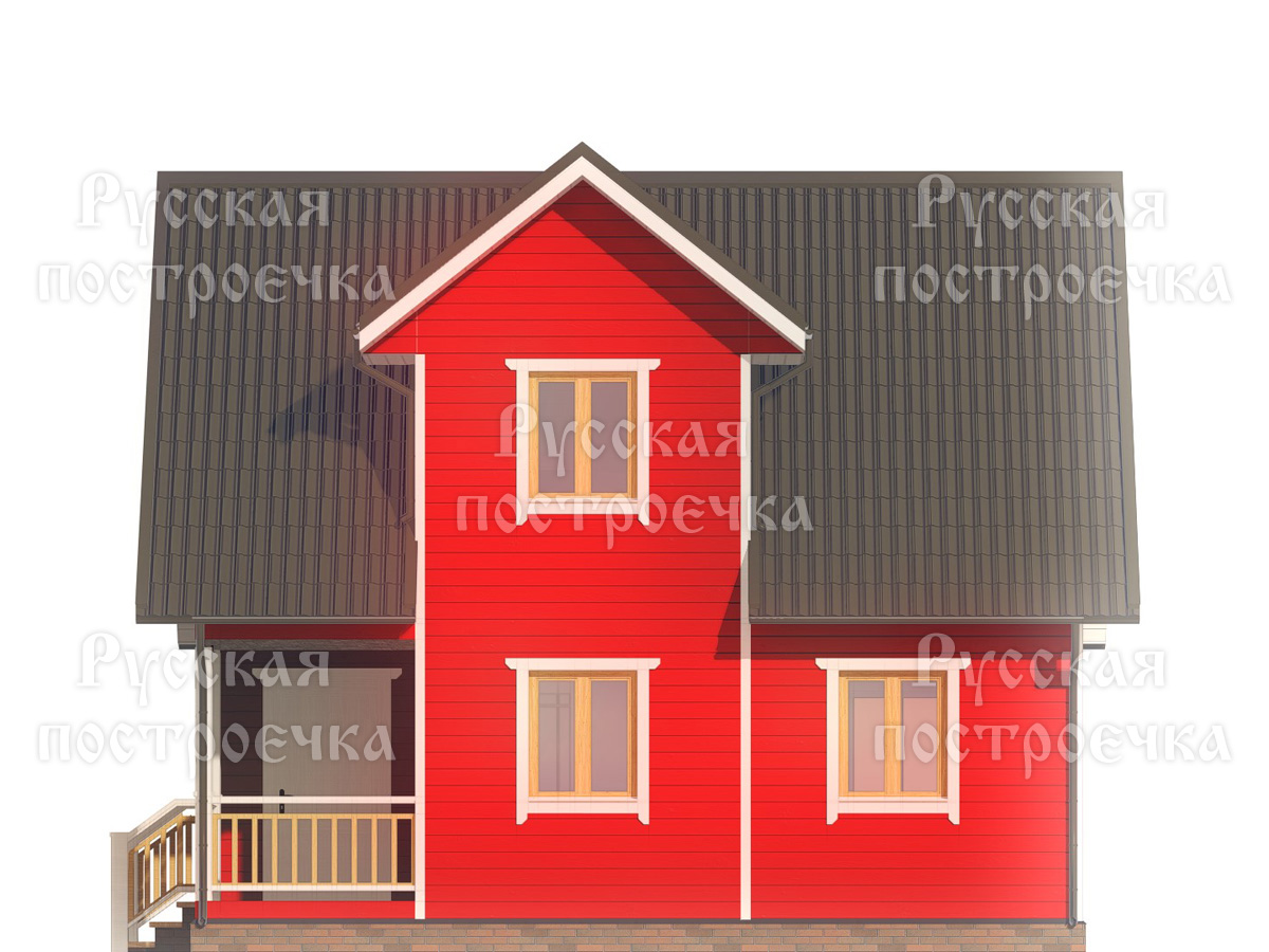 Каркасный дом 8х6 с мансардой и дормером, проект КД-39, фото, комплектации, цены на строительство - вид 5